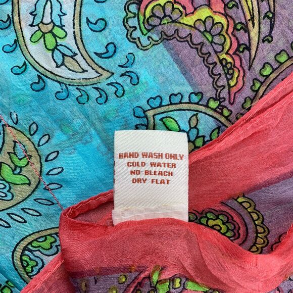 Sundance silk swim coverup Paisley kimono tunic, One Size - Picture 8 of 9